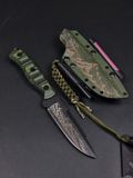Survival Knife "Shchedryk" Black-Green Mountain Landscape Engraving