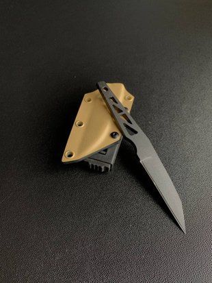 Simple skeleton knife "Paton" (black polymer, sand scabbard)