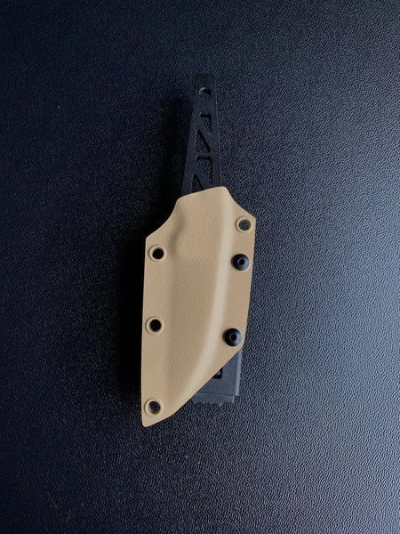 Simple skeleton knife "Paton" (black polymer, sand scabbard)