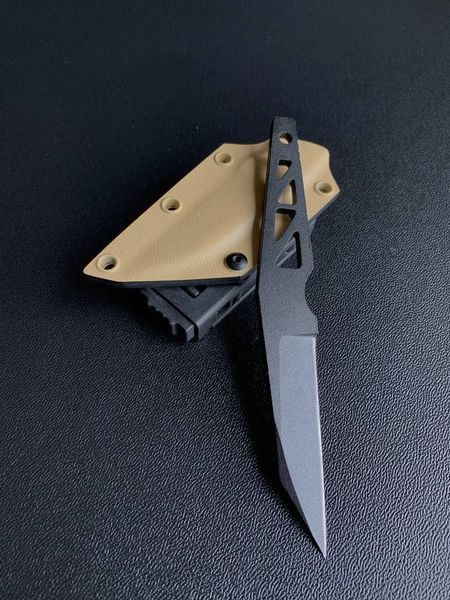 Simple skeleton knife "Paton" (black polymer, sand scabbard)