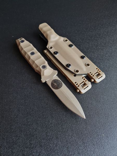 "Sirko" is a hunting knife for real hunters (tan polymer, tan handle, colored scabbard)