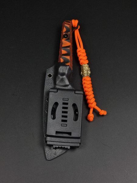 Survival Knife "Stus" Black-Orange Engraving "Forward and Unconquered