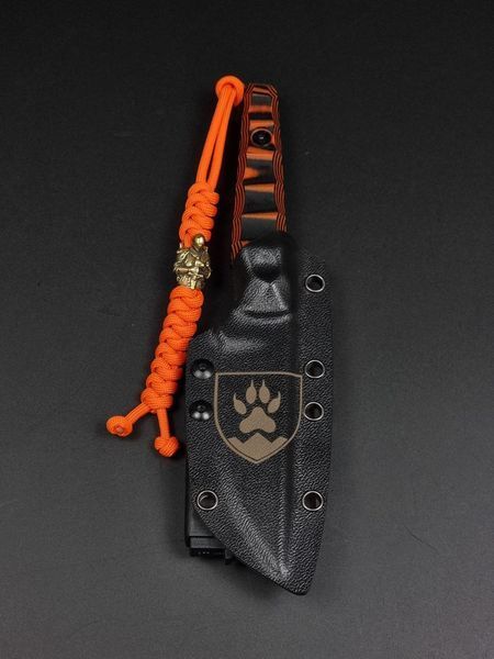Survival Knife "Stus" Black-Orange Engraving "Forward and Unconquered