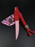 EDC Knife "Sikorskiy" Pink Tan, Red Paracord and Custom Engraving