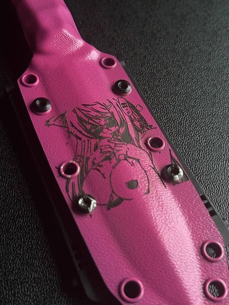 Vakulich: A Knife That Serves Nature (etching, pink handle, colored scabbard)