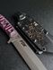 "Tanto" is a universal tactical knife with a modern design (etching, black-pink handle, black scabbard)