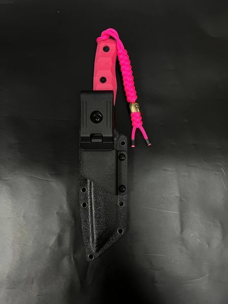 Tactical Knife "Tanto" | Pink Micarta Anime Style Engraving