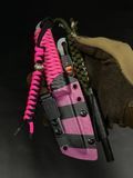 EDC Knife "Puluy" Pink Paracord (Stonewash)