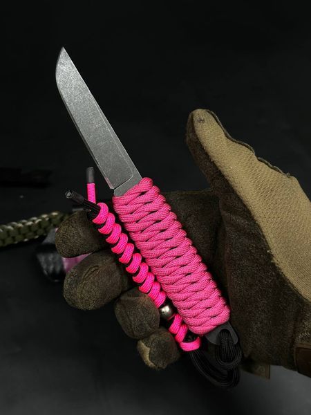 EDC Knife "Puluy" Pink Paracord (Stonewash)