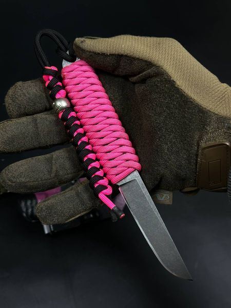 EDC Knife "Puluy" Pink Paracord (Stonewash)