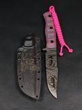 Tactical Knife "Aeneas" Anime Engraving (Burgundy Micarta)