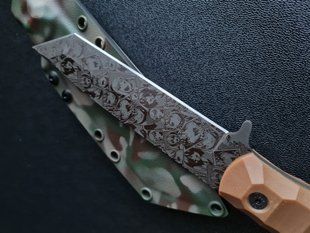"Танто" &mdash; ваш вірний компаньйон у мисливських пригодах (травлення, руків'я помаранчеве, піхви камуфляж) Tanto-etc-han-oran-sheat-camou фото