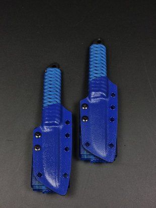 EDC Skeleton Knife "Puluy" | Blue Paracord and Black Polymer Coating (Paired Set)