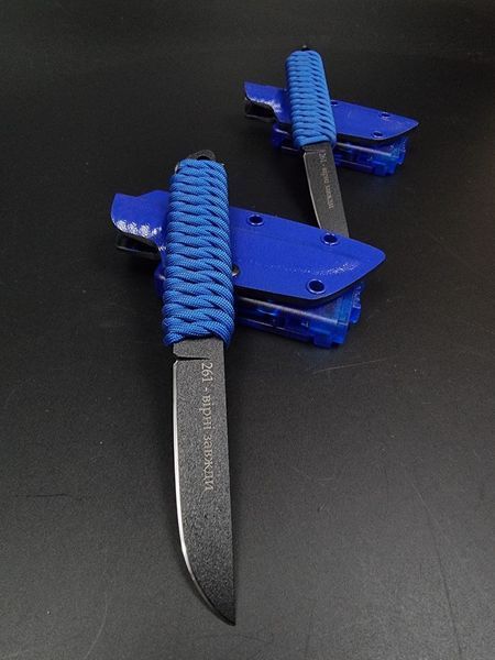 EDC Skeleton Knife "Puluy" | Blue Paracord and Black Polymer Coating (Paired Set)