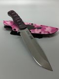 "Haydamak" - hunting knife made of micarta - black and pink handle