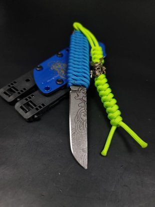EDC Knife "Puluy" | "Oni" Blue Sheath & Wave Engraving
