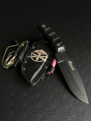 Tiger Hunter &ndash; a tourist knife for brave travelers and conquerors of nature (black polymer, black handle, black scabbard)