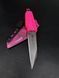 EDC Knife "Paton" | Pink Paracord and Sheath | Anime and Latin Engraving