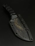 Tactical Knife "Yarchuck" | Black Micarta | Feather Engraving & Inscription