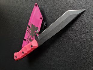 Кастомний ніж Танто Custom "SAO Edition" &mdash; Чорний Полімер, Рожеве Руків'я, Гравіювання SAO, Molle tanto-polymer-black-pink-molle-sao фото