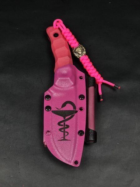 EDC Knife "Yarchuk" Pink | "Bowl of Hygieia" & Custom Name Engraving