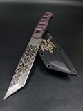 Tactical Knife &ldquo;Tanto&rdquo; | Purple Micarta | &ldquo;Sword-Trident&rdquo; Engraving