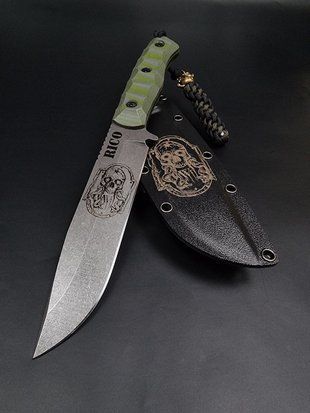 Survival Knife "Haydamak" | Olive | Skull and RICO Engraving