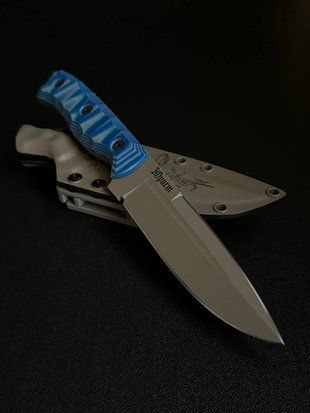 "Shchedryk" &ndash; Knives that embody the power of nature (tan polymer, white-blue handle, colored scabbards)