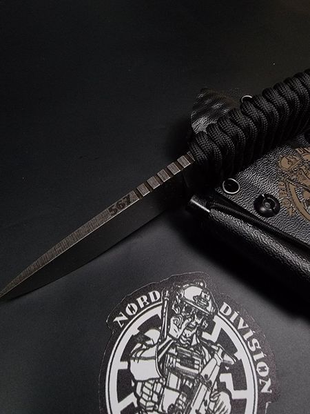 EDC Knife "Korolov" | "Nord Division" Black Paracord, Carpe Diem Engraving