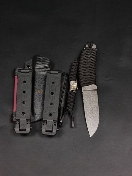 EDC Knife "Korolov" | "Nord Division" Black Paracord, Carpe Diem Engraving