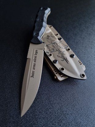 "Shchedryk" - buy a tourist knife for conquerors of new horizons (tan polymer, black handle, tan sheath)