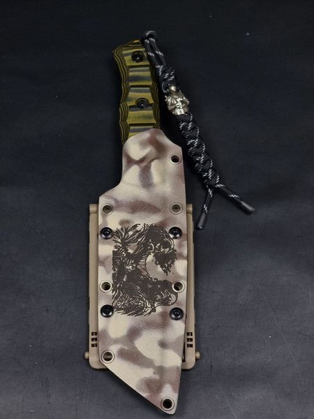 Tactical Knife "Tanto" | Camo, "Cossack Will" Engraving & Skulls