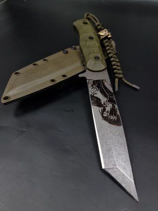 Tactical Knife &laquo;Tanto&raquo; | Olive | Anime Itachi Engraving