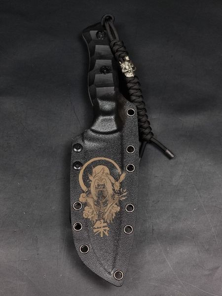 Tactical Knife &ldquo;Shchedryk&rdquo; | Black Micarta | Anime Engraving (Itachi)
