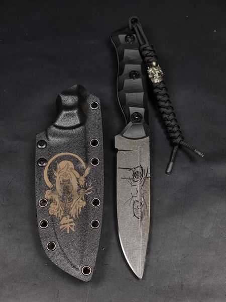 Tactical Knife &ldquo;Shchedryk&rdquo; | Black Micarta | Anime Engraving (Itachi)