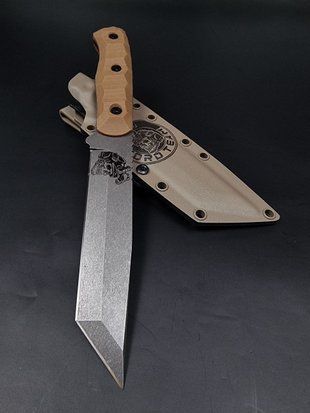 Combat Knife "Tanto" | Coyote | Skull in NVG and KORD Team Engraving