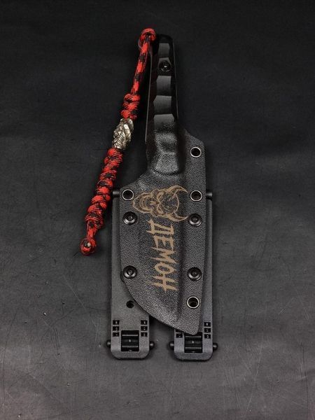 Tactical Knife "Stus" | "Demon" Black Micarta, Demon Engraving