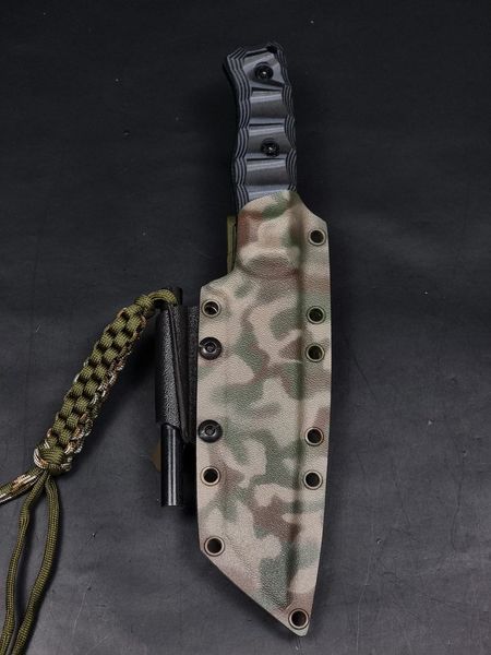 Tactical Knife "Tanto" | Black Micarta, Camouflage, "To friend Hora" Engraving