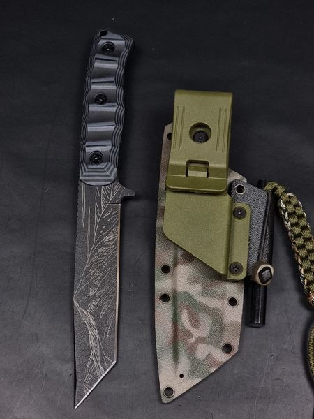 Tactical Knife "Tanto" | Black Micarta, Camouflage, "To friend Hora" Engraving