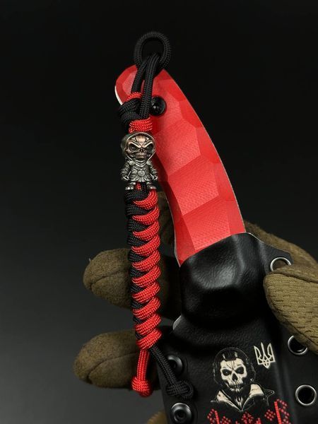 Tactical Knife "Yarchuck" Red G10 Skull and Embroidery Engraving