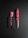 "Sirko: Hunting Knife for Real Pros" (etching, pink handle, colored scabbard)