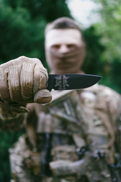 Tactical Knife "Yarchuck" | Black Micarta, Wolf Engraving