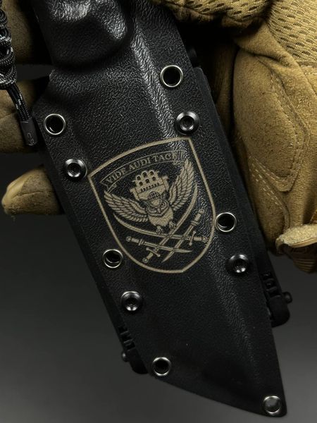 Tactical Knife "Tanto" | Black-Grey Micarta and GUR Sapiens Engraving