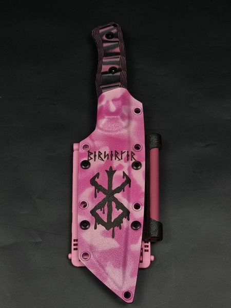 Tactical Knife "Tanto" | Pink Camo Engraving Berserk and Runes