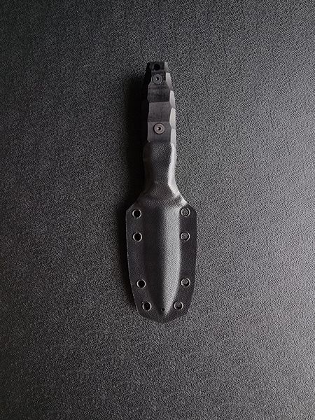 Sulfur polymer black - widely universal knife with biaxial blade (Black handle, black scabbard)