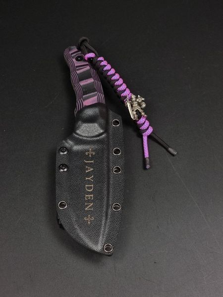 Tactical Knife "Yarchuck" | Black and Pink Micarta, "Strength & Freedom" Engraving