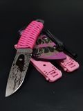 EDC Knife "Korolov" Pink Paracord Anime Engraving