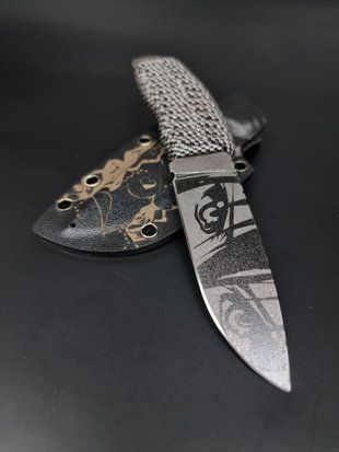 EDC Knife "Korolyov" | Anime Engraving & Grey Paracord