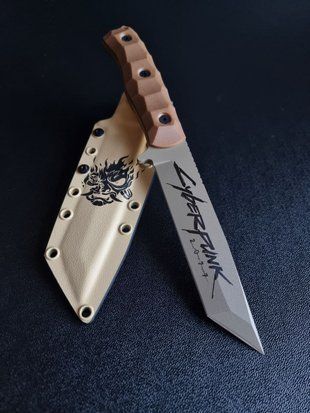 "Tanto" - a hunting knife for professionals who value strength, accuracy and reliability (etching, cappuccino handle, colored scabbard)