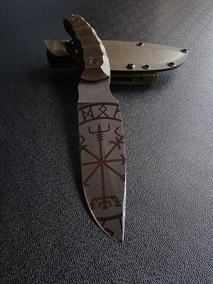 "Tiger Trapper" - Strong Knife for Hunting Challenges (etching, oil handle, oil scabbard)